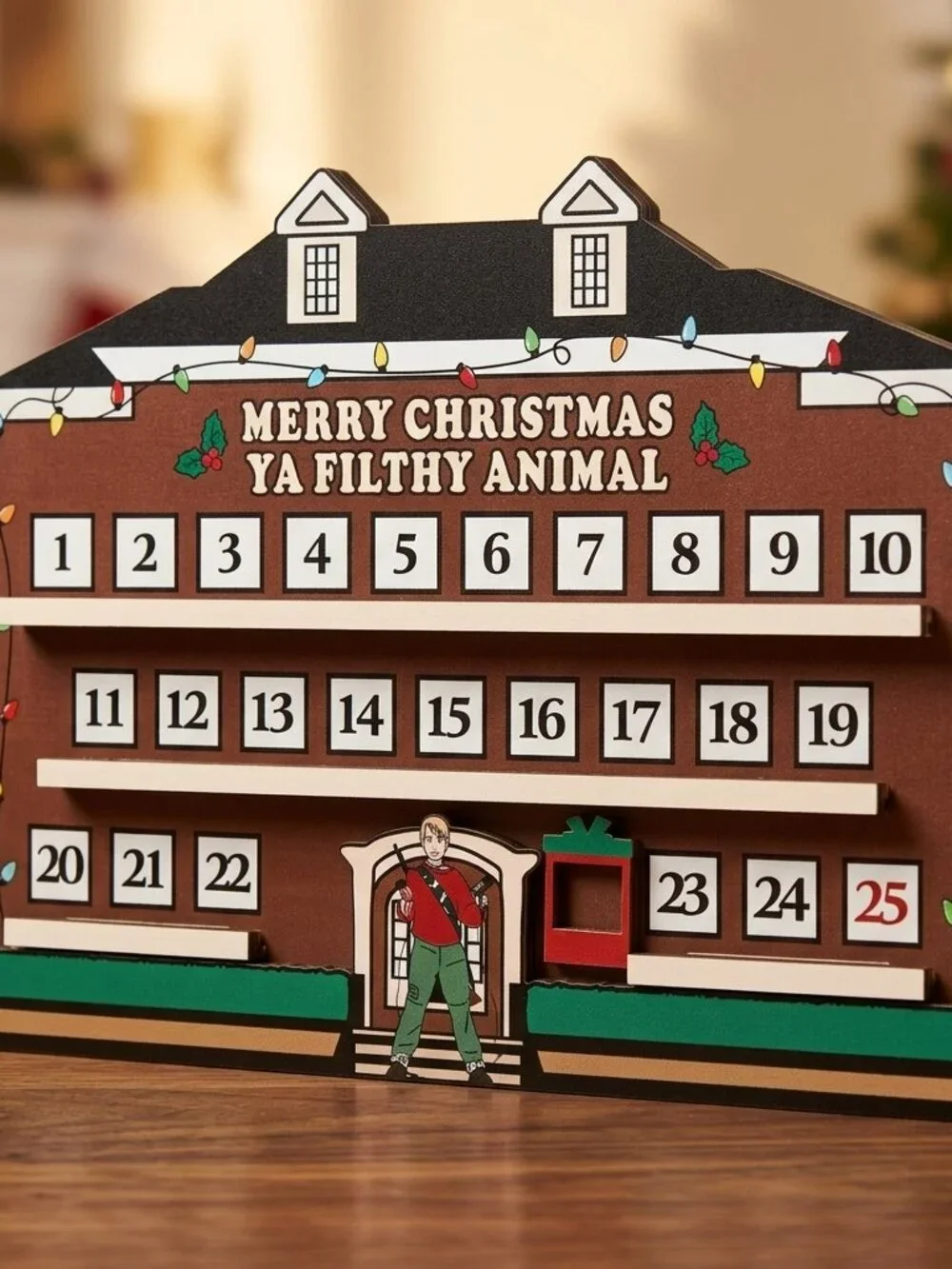 Collectable Painted Wood Naughty Christmas Countdown House